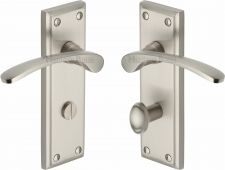 HIL8630-SN Heritage Brass Door Handle For Bathroom Hilton Design Satin Nickel Finish
