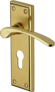Click Here To Enlarge This Photo Of HIL8648-MF Heritage Brass Door Handle For Euro Profile Plate Hilton Design Mayfair Finish