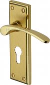 HIL8648-MF Heritage Brass Door Handle For Euro Profile Plate Hilton Design Mayfair Finish