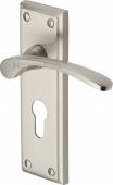 HIL8648-SN Heritage Brass Door Handle For Euro Profile Plate Hilton Design Satin Nickel Finish