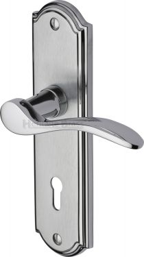 Click Here To Enlarge This Photo Of HOW1300-AP Heritage Brass Door Handle Lever Lock Howard Design Apollo Finish