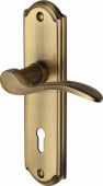 HOW1300-AT Heritage Brass Door Handle Lever Lock Howard Design Antique Brass Finish