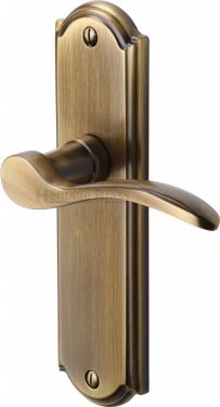 Click Here To Enlarge This Photo Of HOW1310-AT Heritage Brass Door Handle Lever Latch Howard Design Antique Brass Finish