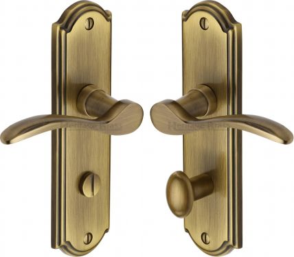 Click Here To Enlarge This Photo Of HOW1330-AT Heritage Brass Door Handle For Bathroom Howard Design Antique Brass Finish