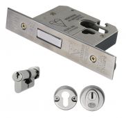 EDB5030/CT/SSS - Carlisle Brass Eurospec Easi-T Euro Profile British Standard Cylinder & Turn and 76mm Deadlock (Complete Set) Satin Stainless Steel