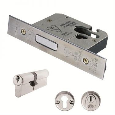 Click Here To Enlarge This Photo Of EDB5025SSS - Carlisle Brass Eurospec Easi-T Euro Profile British Standard Double Cylinder and 64mm Deadlock (Complete Set) Satin Stainless Steel