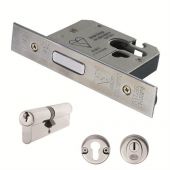 EDB5025SSS - Carlisle Brass Eurospec Easi-T Euro Profile British Standard Double Cylinder and 64mm Deadlock (Complete Set) Satin Stainless Steel