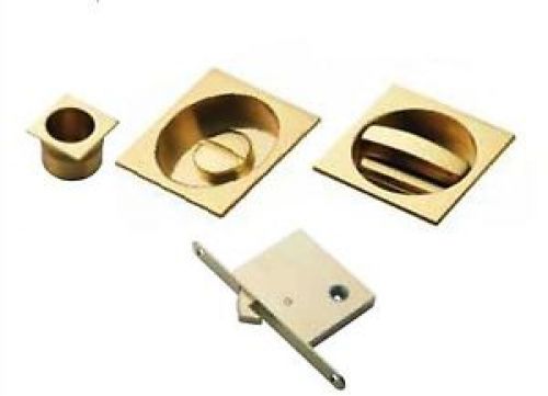 Click Here To Enlarge This Photo Of ART55BQ - Carlisle Brass Manital Sliding Door Lock Set (Square) with WC Turn, Flush Pull & Mortice Lock Polished Brass (suitable on 40-44mm thick doors)