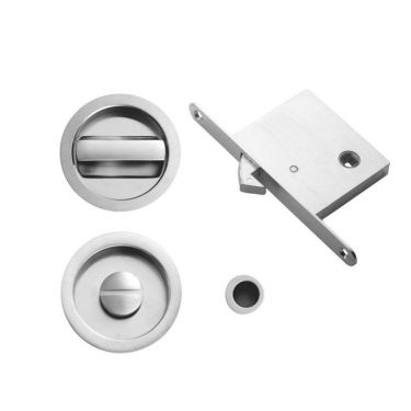 Click Here To Enlarge This Photo Of ART55BCP - Carlisle Brass Manital Sliding Door Lock Set (Round) with WC Turn, Flush Pull & Mortice Lock Polished Chrome (suitable on 40-44mm thick doors)