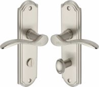 HOW1330-SN Heritage Brass Door Handle For Bathroom Howard Design Satin Nickel Finish
