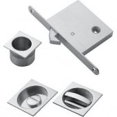 ART55BQCP - Carlisle Brass Manital Sliding Door Lock Set (Square) with WC Turn, Flush Pull & Mortice Lock Polished Chrome (suitable on 40-44mm thick doors)