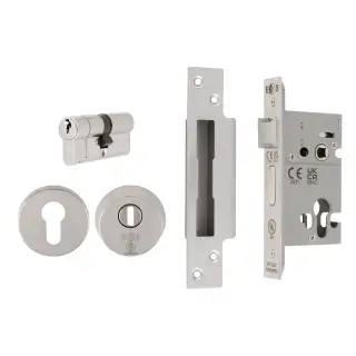 ESB5025SSS - Carlisle Brass Eurospec Easi-T Euro Profile British Standard Double Cylinder and 64mm Sashlock &lpar;Complete Set&rpar; Satin Stainless Steel