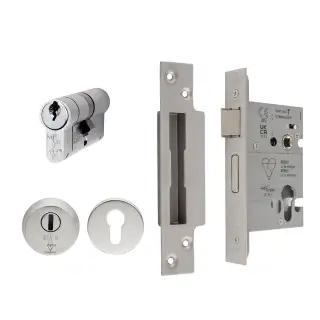 ESB5030SSS - Carlisle Brass Eurospec Easi-T Euro Profile British Standard Double Cylinder and 76mm Sashlock &lpar;Complete Set&rpar; Satin Stainless Steel