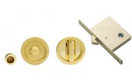 ART55B - Carlisle Brass Manital Sliding Door Lock Set (Round) with WC Turn, Flush Pull & Mortice Lock Polished Brass (suitable on 40-44mm thick doors)