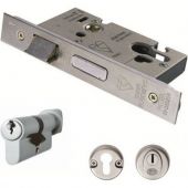 ESB5025/CT/SSS - Carlisle Brass Eurospec Easi-T Euro Profile British Standard Cylinder & Turn and 64mm Sashlock (Complete) Satin Stainless Steel