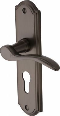 Click Here To Enlarge This Photo Of HOW1348-MB Heritage Brass Door Handle For Euro Profile Plate Howard Design Matt Bronze Finish