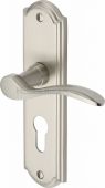 HOW1348-SN Heritage Brass Door Handle For Euro Profile Plate Howard Design Satin Nickel Finish