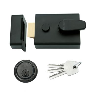 Click Here To Enlarge This Photo Of ZNL60PCB - Zoo Hardware 60mm Standard Nightlatch c/w 5 Pin Cylinder - Powder Coated Black