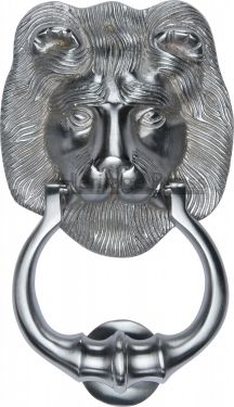 Click Here To Enlarge This Photo Of K1210-SC Heritage Brass Lion Knocker Satin Chrome Finish