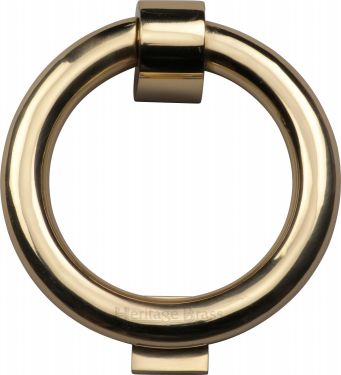 Click Here To Enlarge This Photo Of K1270-PB Heritage Brass Ring Knocker Polished Brass Finish