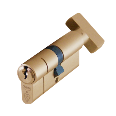 Click Here To Enlarge This Photo Of AS10173 - ASEC Kite British Standard 1 Star Kitemarked Euro Key & Turn Cylinder - 100mm 45/T55 (40/10/T50) KD Satin Brass