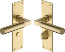 BAU7330-SB Heritage Brass Door Handle For Bathroom Bauhaus Design Satin Brass Finish