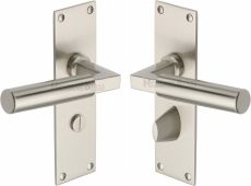 BAU7330-SN Heritage Brass Door Handle For Bathroom Bauhaus Design Satin Nickel Finish