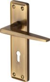 KEN6800-AT Heritage Brass Door Handle Lever Lock Kendal Design Antique Brass Finish