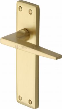 Click Here To Enlarge This Photo Of KEN6810-SB Heritage Brass Door Handle Lever Latch Kendal Design Satin Brass Finish