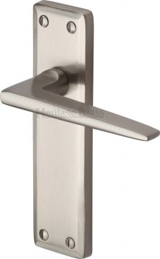 Click Here To Enlarge This Photo Of KEN6810-SN Heritage Brass Door Handle Lever Latch Kendal Design Satin Nickel Finish