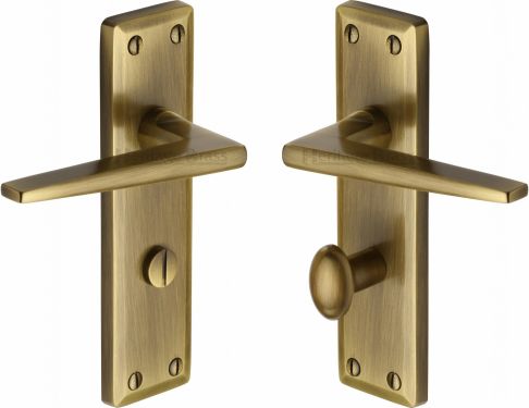 Click Here To Enlarge This Photo Of KEN6830-AT Heritage Brass Door Handle For Bathroom Kendal Design Antique Brass Finish