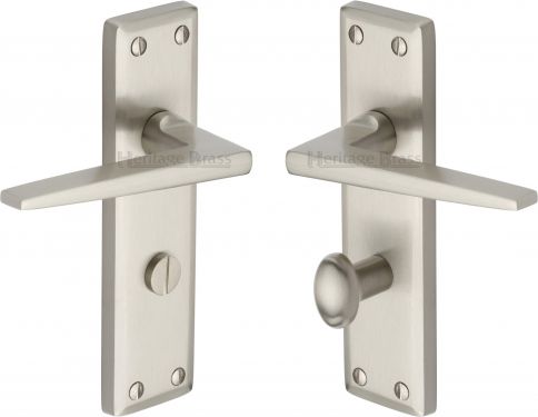 Click Here To Enlarge This Photo Of KEN6830-SN Heritage Brass Door Handle For Bathroom Kendal Design Satin Nickel Finish
