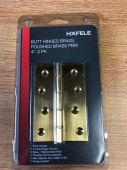 Hafele 926.83.598 100x67mm Double Phosphor Bronze Washered Hinges Polished Brass (Sold in Pairs)