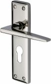 KEN6848-PNF Heritage Brass Door Handle For Euro Profile Plate Kendal Design Polished Nickel Finish