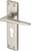 KEN6848-SN Heritage Brass Door Handle For Euro Profile Plate Kendal Design Satin Nickel Finish