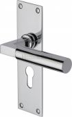 BAU7348-PC Heritage Brass Door Handle For Euro Profile Plate Bauhaus Design Polished Chrome Finish