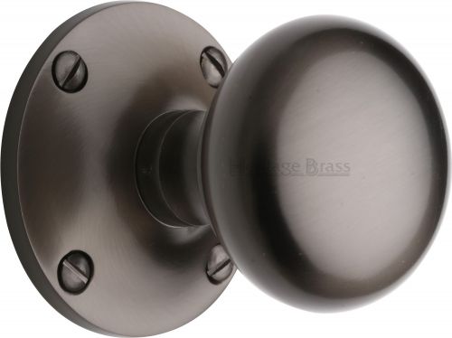 Click Here To Enlarge This Photo Of KEN980-MB Heritage Brass Mortice Knob on Rose Kensington Design Matt Bronze Finish