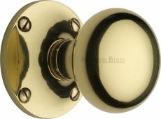 KEN980-PB Heritage Brass Mortice Knob on Rose Kensington Design Polished Brass Finish