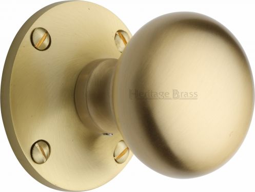 Click Here To Enlarge This Photo Of KEN980-SB Heritage Brass Mortice Knob on Rose Kensington Design Satin Brass Finish