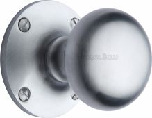 KEN980-SC Heritage Brass Mortice Knob on Rose Kensington Design Satin Chrome Finish