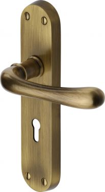 Click Here To Enlarge This Photo Of LUN5300-AT Heritage Brass Door Handle Lever Lock Luna Design Antique Brass Finish