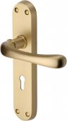 LUN5300-SB Heritage Brass Door Handle Lever Lock Luna Design Satin Brass Finish