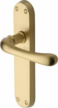 Click Here To Enlarge This Photo Of LUN5310-SB Heritage Brass Door Handle Lever Latch Luna Design Satin Brass Finish