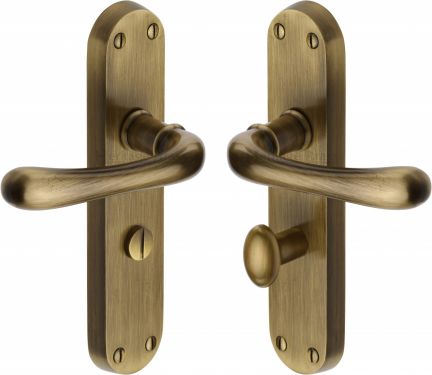 Click Here To Enlarge This Photo Of LUN5330-AT Heritage Brass Door Handle For Bathroom Luna Design Antique Brass Finish