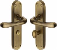 LUN5330-AT Heritage Brass Door Handle For Bathroom Luna Design Antique Brass Finish