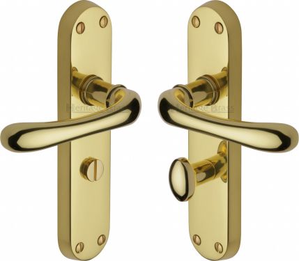 Click Here To Enlarge This Photo Of LUN5330-PB Heritage Brass Door Handle For Bathroom Luna Design Polished Brass Finish