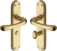 LUN5330-SB Heritage Brass Door Handle For Bathroom Luna Design Satin Brass Finish