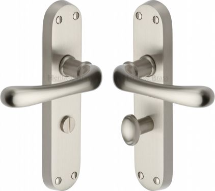 Click Here To Enlarge This Photo Of LUN5330-SN Heritage Brass Door Handle For Bathroom Luna Design Satin Nickel Finish