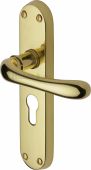 LUN5348-PB Heritage Brass Door Handle For Euro Profile Plate Luna Design Polished Brass Finish