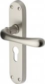 LUN5348-SN Heritage Brass Door Handle For Euro Profile Plate Luna Design Satin Nickel Finish